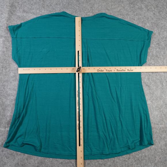 J. Jill Top Womens Extra Large Petite Wearever Collection Cap Sleeve Teal Knit - Picture 6 of 9